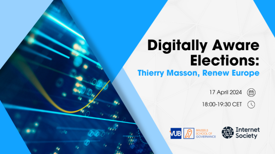 event banner about digitally aware elections - Renew speaker